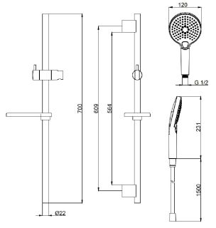 Душевой гарнитур AQUAme AQM8101MB с мыльницей чёрный матовый